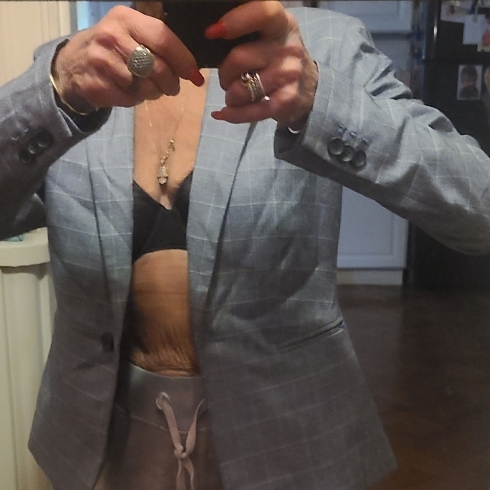 BANANA REPUBLIC NEW BLAZER GREY WHITE SIZE 2 HP 8x🔥🔥 - Picture 5 of 8
